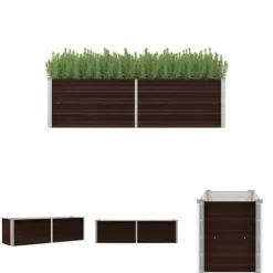 The Living Store Odlingslåda upphöjd brun 160x40x45 cm galvaniserat stål - Krukor & odlingslådor