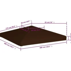 The Living Store Paviljongtak 310 g/m² 3x3 m brun - Tak till partytält & lusthus