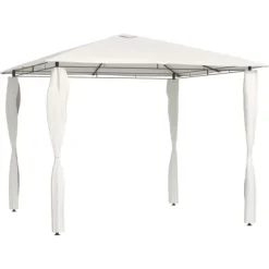 The Living Store Paviljong med stolpar 3x3x2,6 m gräddvit 160 g/m² - Partytält & paviljoner