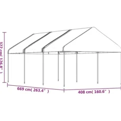 The Living Store Paviljong med tak vit 6,69x4,08x3,22 m polyeten - Partytält & paviljoner