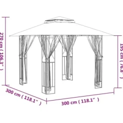 The Living Store Paviljong med sidoväggar antracit 300x300x270 cm stål - Partytält & paviljoner