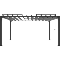 The Living Store Paviljong med lamelltak 3x4 m antracit tyg och aluminium - Partytält & paviljoner