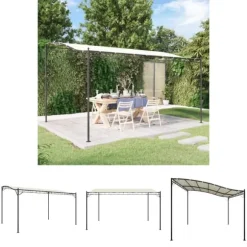 The Living Store Paviljong gräddvit 4x3 m 180 g/m² tyg och stål - Partytält & paviljoner