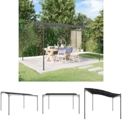 The Living Store Paviljong antracit 4x3 m 180 g/m² tyg och stål - Partytält & paviljoner