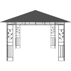 The Living Store Paviljong myggnät ljusslinga LED 4x3x2,73 m antracit 180 g/m² - Partytält & paviljoner