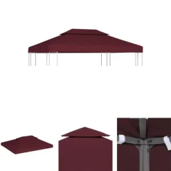 The Living Store Paviljongtak med ventilering 310 g/m² 4x3 m vinröd - Tak till partytält & lusthus