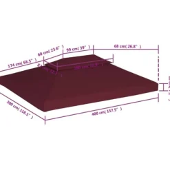 The Living Store Paviljongtak med ventilering 310 g/m² 4x3 m vinröd - Tak till partytält & lusthus