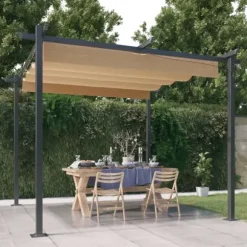 The Living Store Paviljong med infällbart tak 3x3 m taupe - Partytält & paviljoner