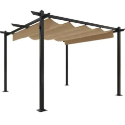 The Living Store Paviljong med infällbart tak 3x3 m taupe - Partytält & paviljoner