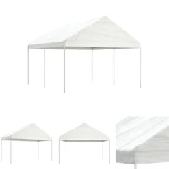 The Living Store Paviljong med tak vit 4,46x4,08x3,22 m polyeten - Partytält & paviljoner