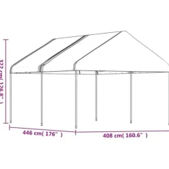 The Living Store Paviljong med tak vit 4,46x4,08x3,22 m polyeten - Partytält & paviljoner