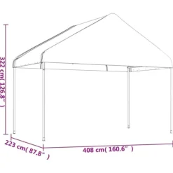 The Living Store Paviljong med tak vit 4,46x4,08x3,22 m polyeten - Partytält & paviljoner