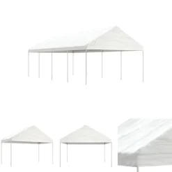 The Living Store Paviljong med tak vit 8,92x4,08x3,22 m polyeten - Partytält & paviljoner