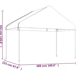 The Living Store Paviljong med tak vit 8,92x4,08x3,22 m polyeten - Partytält & paviljoner