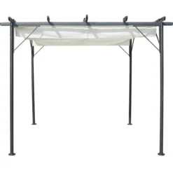 The Living Store Pergola med indragbart tak gräddvit 3x3 m stål - Bersåer, spaljéer & pergolor