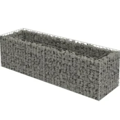 The Living Store Planteringsgabion upphöjd galvaniserat stål 180x50x50 cm - Krukor & odlingslådor