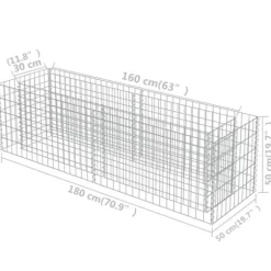 The Living Store Planteringsgabion upphöjd galvaniserat stål 180x50x50 cm - Krukor & odlingslådor