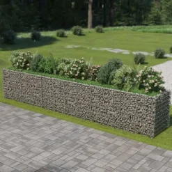 The Living Store Planteringsgabion upphöjd galvaniserat stål 540x90x100 cm - Krukor & odlingslådor