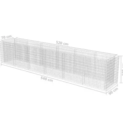 The Living Store Planteringsgabion upphöjd galvaniserat stål 540x90x100 cm - Krukor & odlingslådor