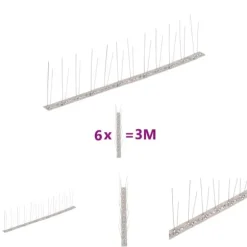 The Living Store 2-raders Fågelpiggar i rostfritt stål 6 st 3 m - Djuravvisande medel