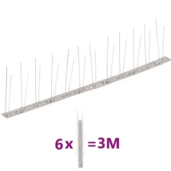 The Living Store 2-raders Fågelpiggar i rostfritt stål 6 st 3 m - Djuravvisande medel