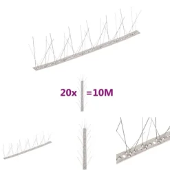 The Living Store 5-raders fågelpiggar i rostfritt stål 20 st 10 m - Djuravvisande medel