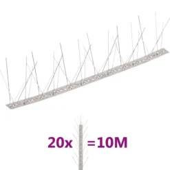 The Living Store 5-raders fågelpiggar i rostfritt stål 20 st 10 m - Djuravvisande medel