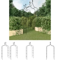 The Living Store Rosenbågar 2 st svart 120x38x260 cm stål - Bersåer, spaljéer & pergolor