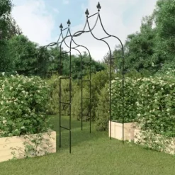 The Living Store Rosenbågar 2 st svart 120x38x260 cm stål - Bersåer, spaljéer & pergolor