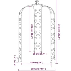 The Living Store Rosenbåge svart Ø180x255 cm stål - Bersåer, spaljéer & pergolor