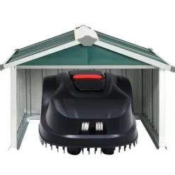 The Living Store Skjul för robotgräsklippare 92x97x63 cm galvaniserat stål grön - Förråd & Redskapsbodar