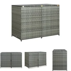 The Living Store Skjul för 2 soptunnor konstrotting antracit 148x77x111 cm - Förråd & Redskapsbodar