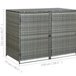 The Living Store Skjul för 2 soptunnor konstrotting antracit 148x77x111 cm - Förråd & Redskapsbodar