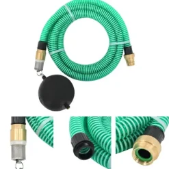 The Living Store Sugslang med kopplingar mässing grön 1,1" 5 m PVC - Vattenslangar