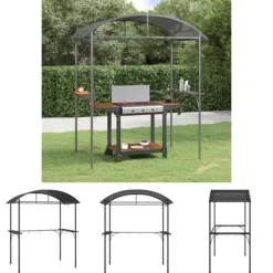 The Living Store Tak för grill med sidohyllor antracit 220x115x230 cm stål - Partytält & paviljoner