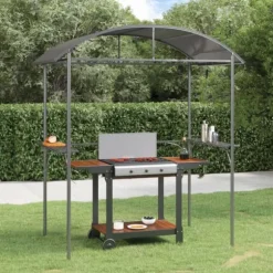 The Living Store Tak för grill med sidohyllor antracit 220x115x230 cm stål - Partytält & paviljoner