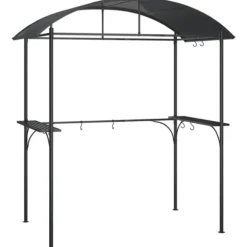 The Living Store Tak för grill med sidohyllor antracit 220x115x230 cm stål - Partytält & paviljoner