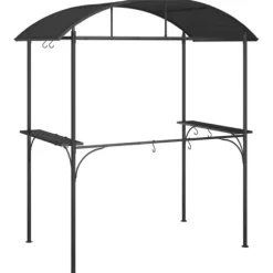 The Living Store Tak för grill med sidohyllor antracit 220x115x230 cm stål - Partytält & paviljoner