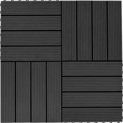 The Living Store Trall 11 st WPC 30x30 cm 1 kvm svart - Golvbeläggning