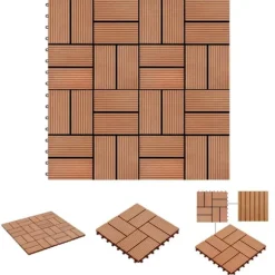 The Living Store Trall 11 st WPC 30x30 cm 1 kvm teakfärg - Golvbeläggning