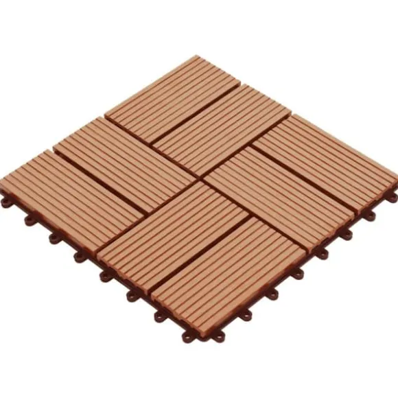 The Living Store Trall 11 st WPC 30x30 cm 1 kvm teakfärg - Golvbeläggning