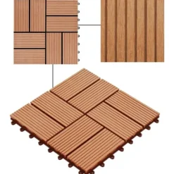 The Living Store Trall 11 st WPC 30x30 cm 1 kvm teakfärg - Golvbeläggning