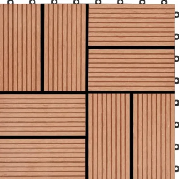 The Living Store Trall 11 st WPC 30x30 cm 1 kvm teakfärg - Golvbeläggning