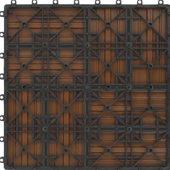 The Living Store Trall 11 st WPC 30x30 cm 1 kvm teakfärg - Golvbeläggning