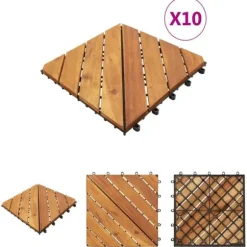 The Living Store Trall 10 st 30x30 cm massivt akaciaträ - Golvbeläggning