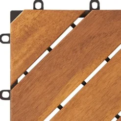 The Living Store Trall 10 st 30x30 cm massivt akaciaträ - Golvbeläggning