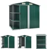 The Living Store Trädgårdsbod med hylla grön 205x130x183 cm järn - Förråd & Redskapsbodar