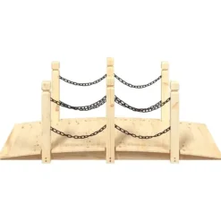 The Living Store Trädgårdsbro med kedjeräcken 150x67x56cm massivt granträ - Trädgårdsbroar