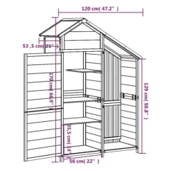The Living Store Trädgårdsbod brun 120x53,5x170 cm massiv furu - Förråd & Redskapsbodar