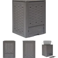 The Living Store Trädgårdskompost brun 60x60x83 cm 300 L plastrotting - Komposterare